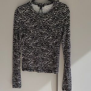 rag and bone Women's Black and White Patterned Top